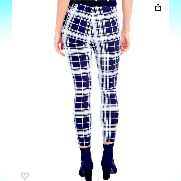 NWT MASION JULES ALL-OVER B&W PLAIDED 
BUSINESS DRESSY LEGGINGS/CASUAL PANTS - Picture 7 of 16
